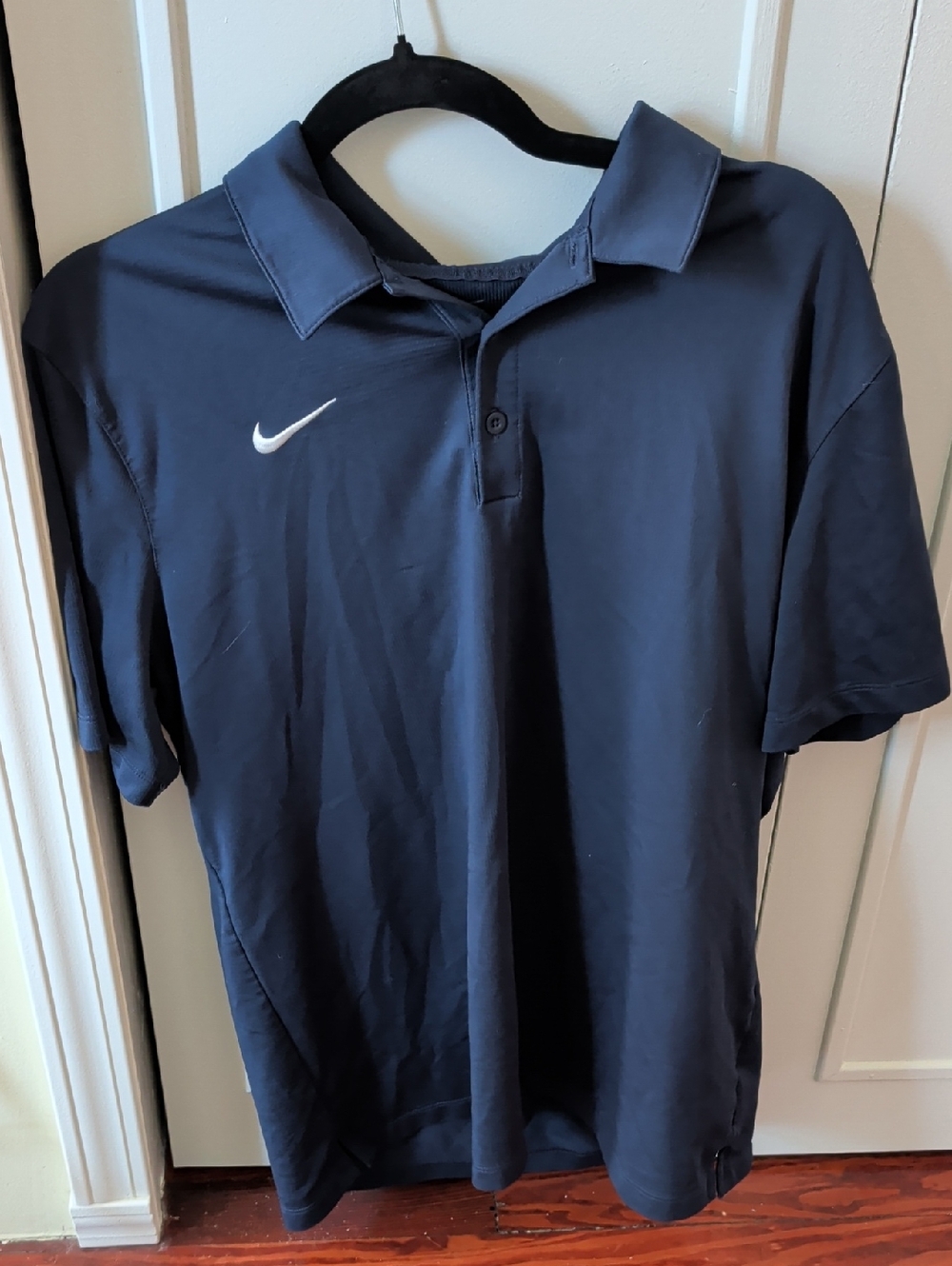Nike Men's Dark Navy Polo with White Swoosh
